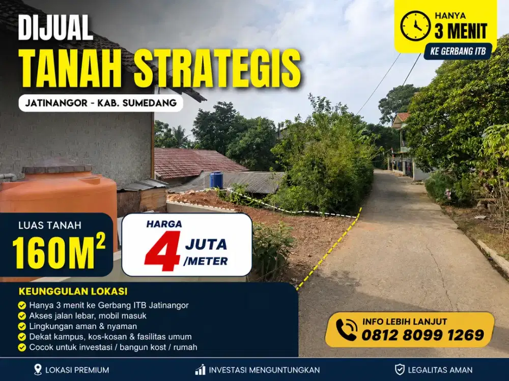 jual tanah lokasi 3 menit ke gerbang ITB Jatinangor cocok di jadikan kost kost an Area pendidikan top 1 JABAR