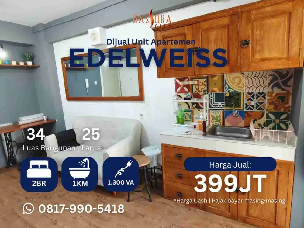 Jual 2BR 399jt apartemen Bassura City tower Edelweiss semi furnished