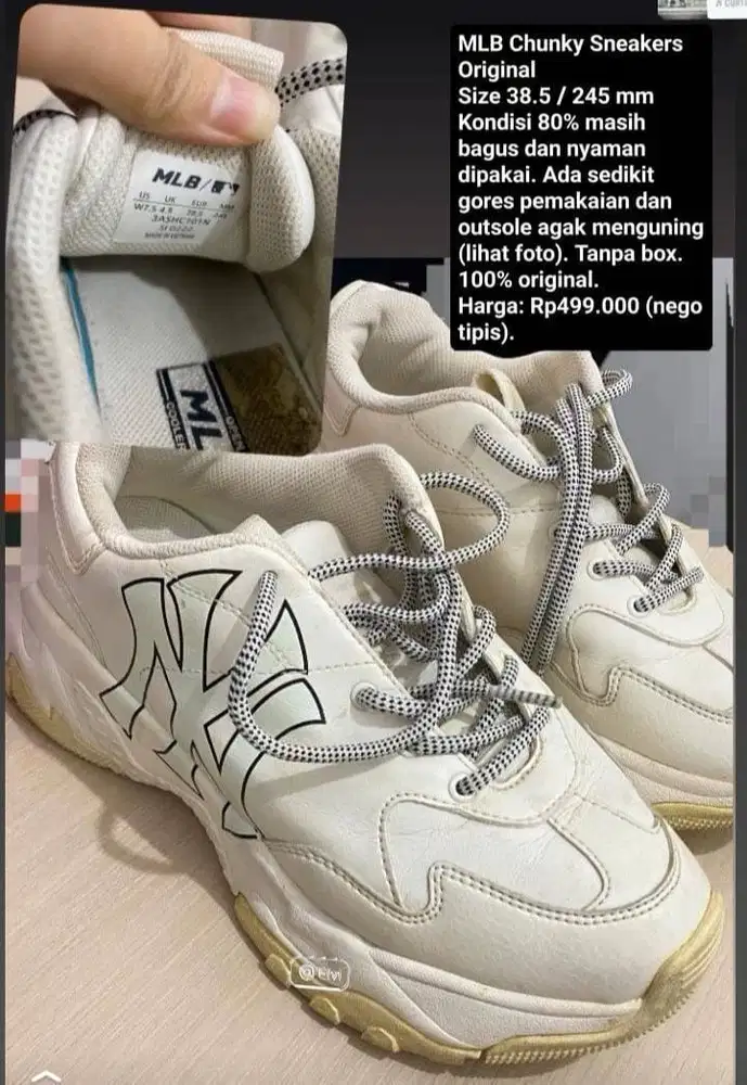 MLB Chunky Sneakers Original Size 38.5 / 245 mm Kondisi 80%