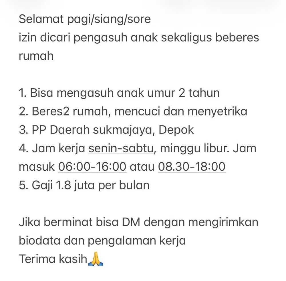 Lowongan pengasuh
