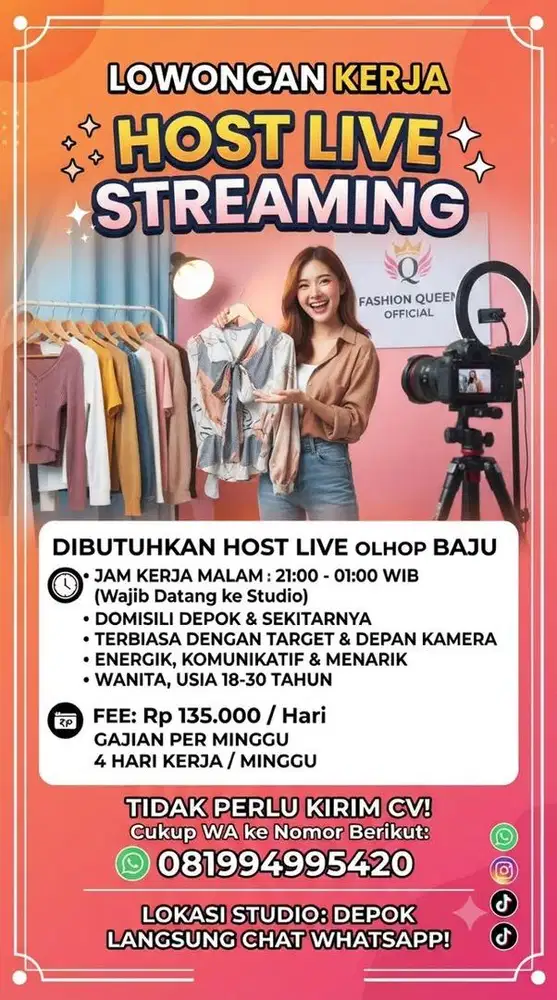 Di cari host live streaming olshop baju
