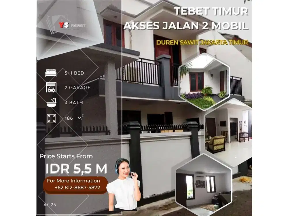 Rumah Hoek 2 Lantai Luas 186m² Dalam Komplek Tebet Timur AC25