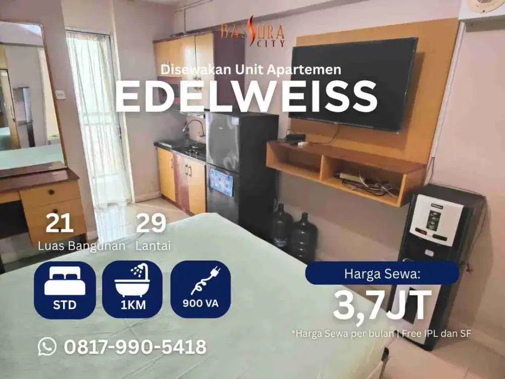 Sewa Studio Furnished apartment Bassura City tower Edelweiss