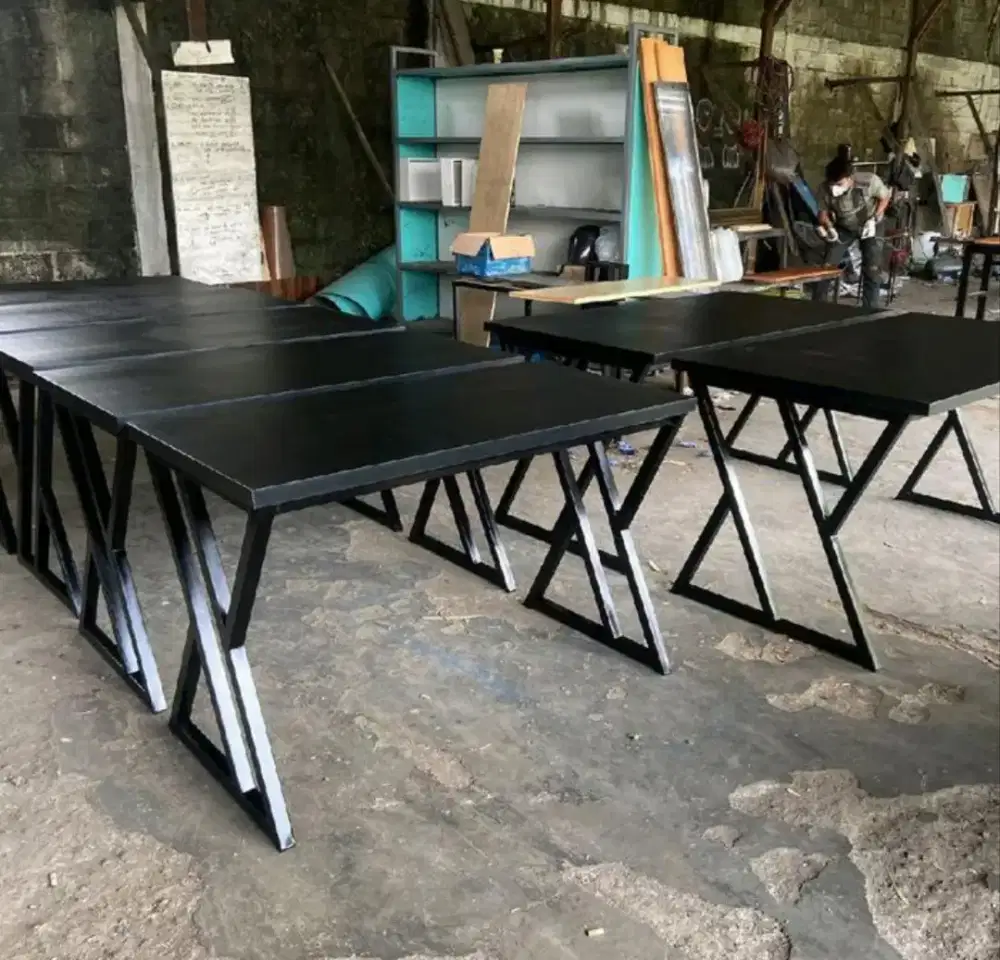 Meja kerja Z/gaming Z/belajar industrial bahan besi dan kayu