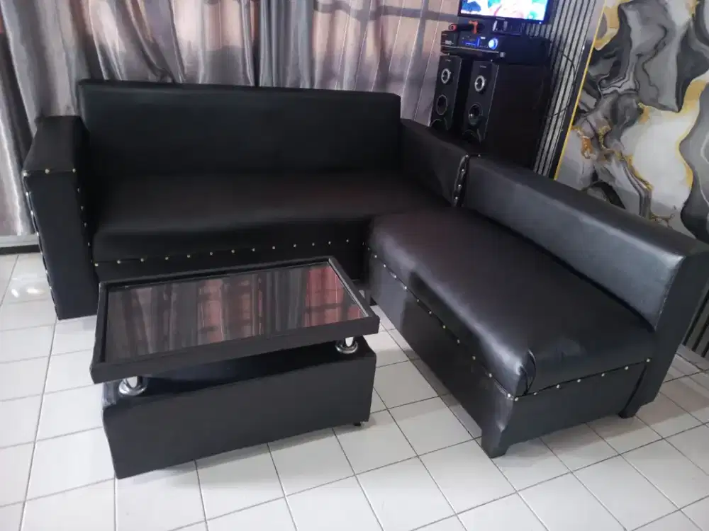 Sofa L set hitam