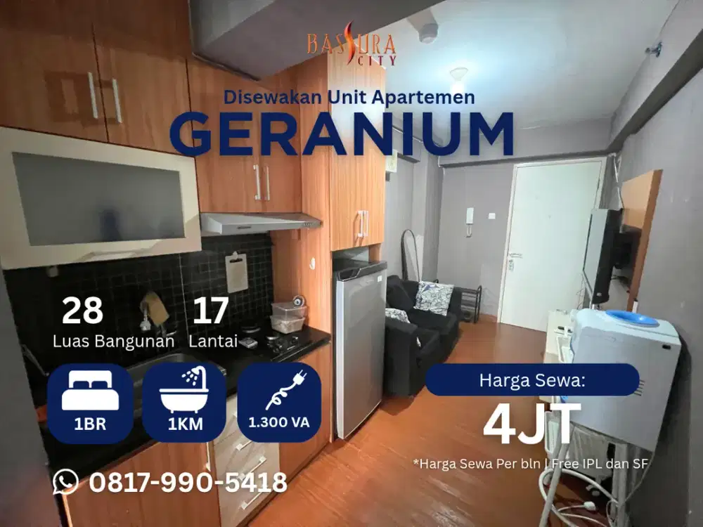Sewa 1BR Furnished apartemen Bassura City tower Geranium
