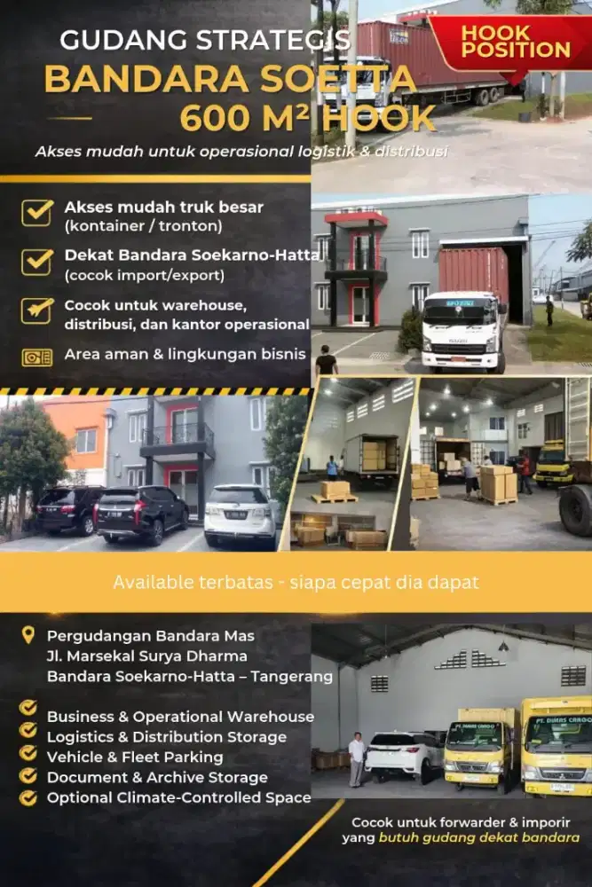 GUDANG STRATEGIS
Dekat Bandara Soekarno  HOOK