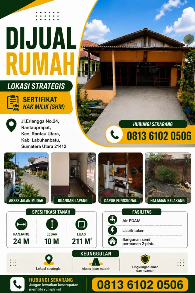 DIJUAL RUMAH STRATEGIS DI RANTAU UTARA – SHM AMAN - Harga bisa nego