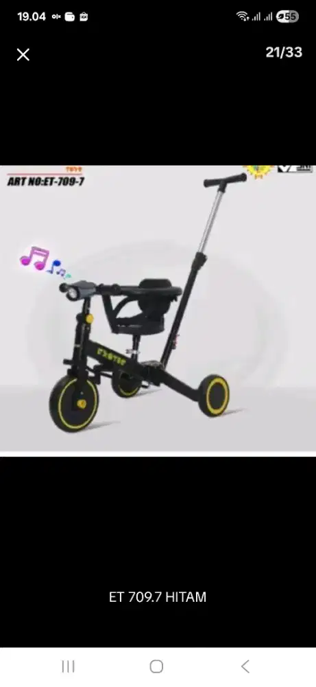 Sepeda anak roda tiga exotic hitam kuning
