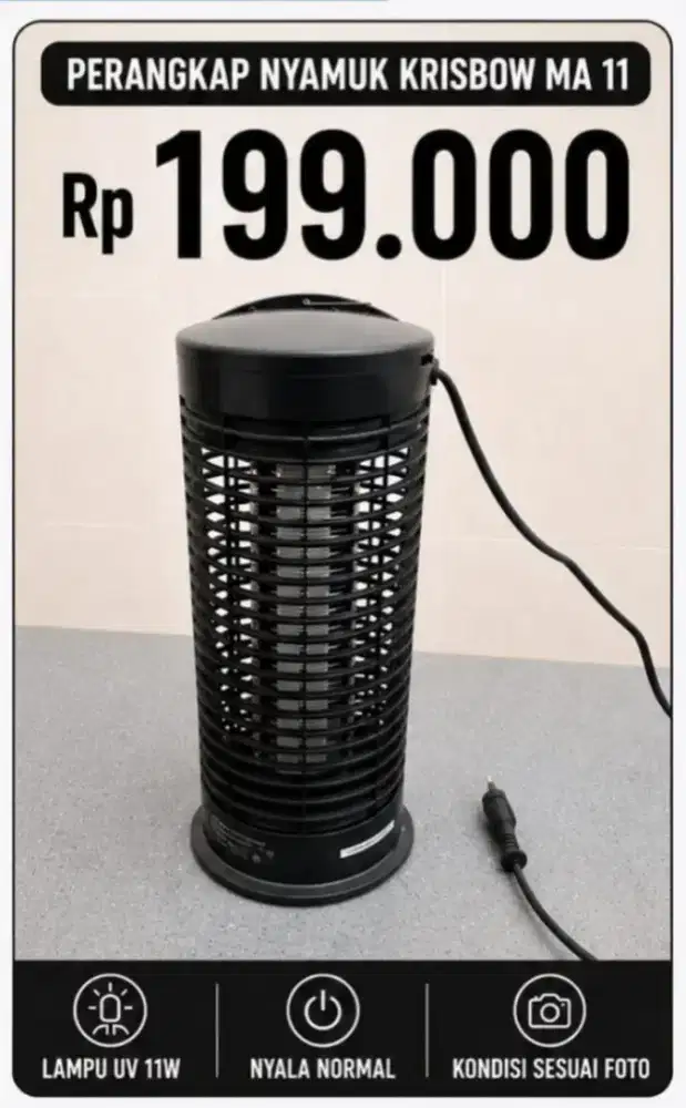 Perangkap Nyamuk / Pembasmi Nyamuk Krisbow MA11 Lampu UV 11W Normal