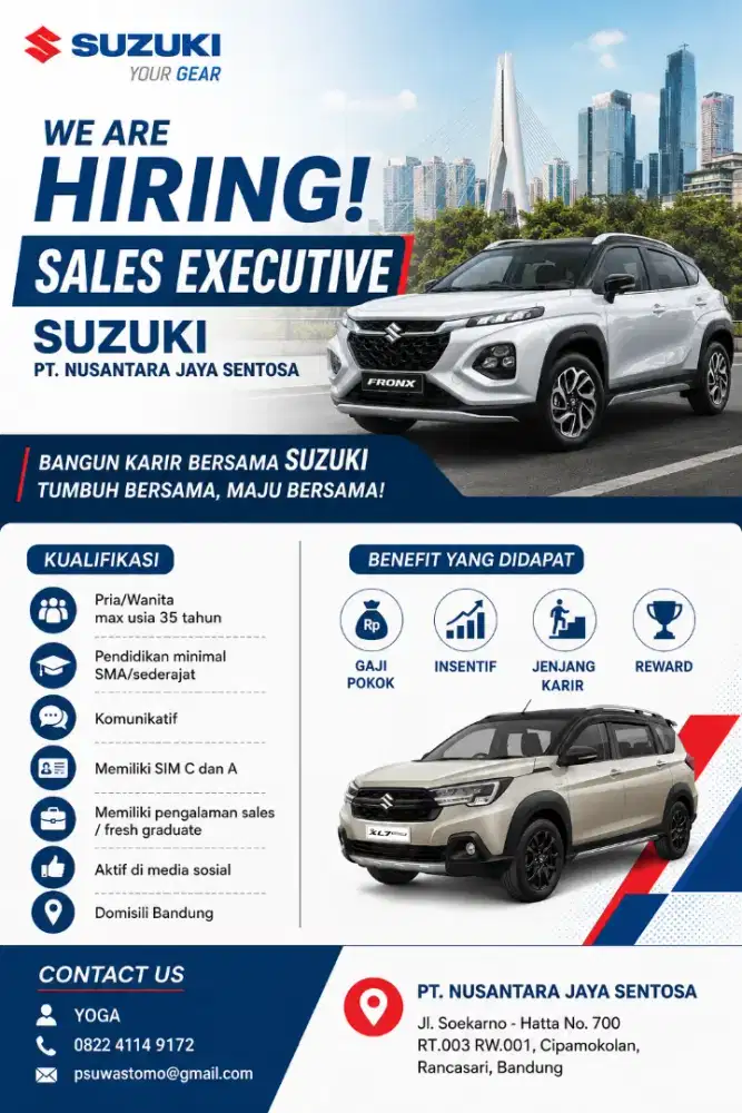 Lowongan Kerja Sales Executive Suzuki