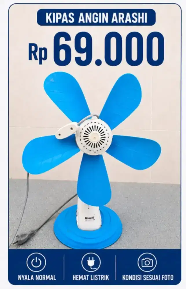 Kipas Angin Arashi Siap Pakai Kondisi Normal