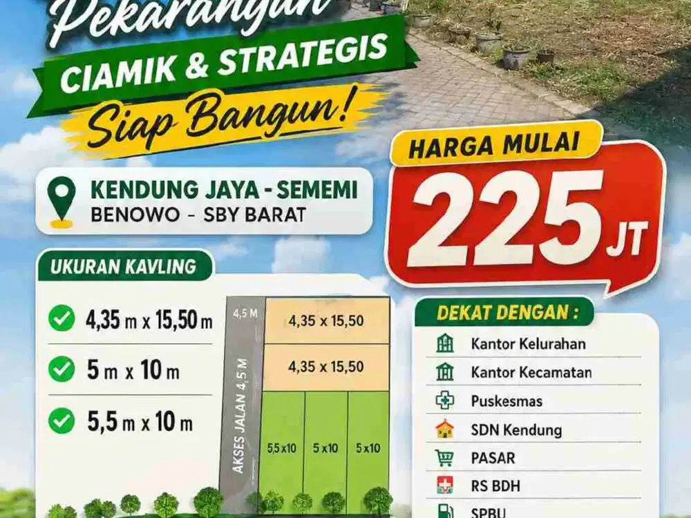 5 Unit Tanah Kavling Murah siap Bangun di Kendung, Sememi, Benowo, Sby Barat