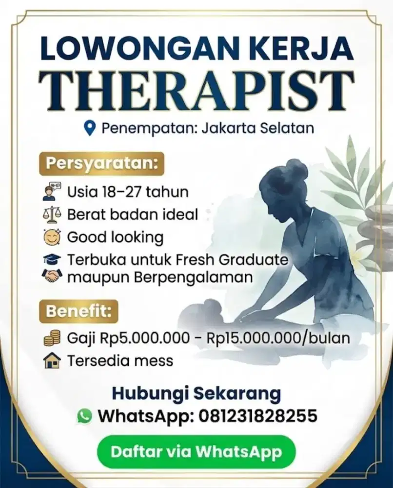 Lowongan Kerja Therapist Spa