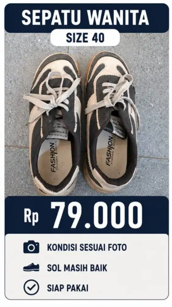 Sepatu Wanita Casual Size 40 Bekas Siap Pakai