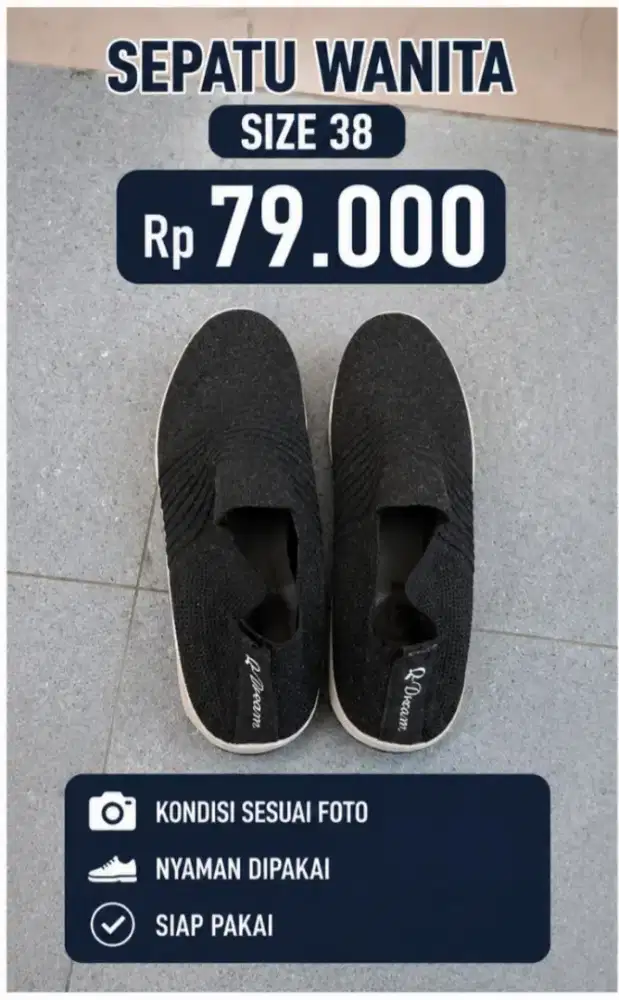 Sepatu Wanita Slip On Size 38 Nyaman Dipakai