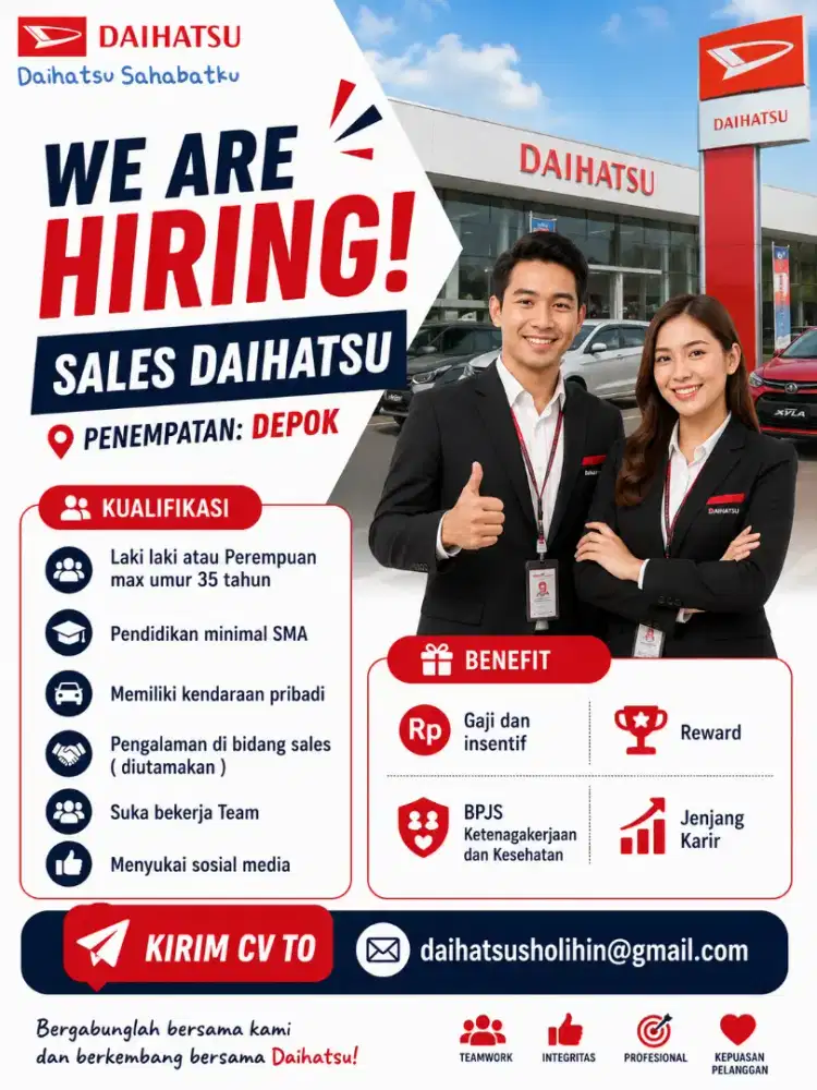 Dibutuhkan sales daihatsu