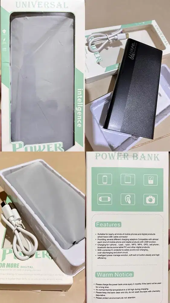 Power Bank Universal Hitam + Kabel Type C | Kondisi Baru | Harga 100rb