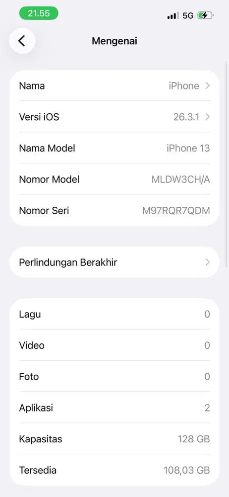 Ip 13 pink fisik 95% riwayat servis gada