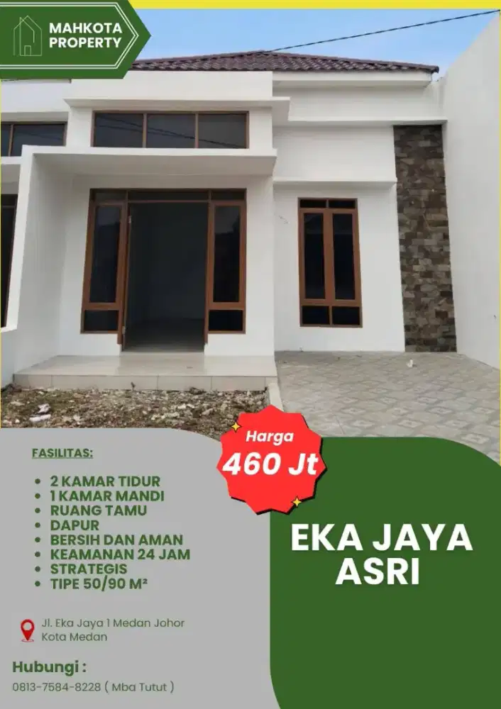 RUMAH KONSEP MINIMALIS, LOKASI DEKAT KE JALAN BESAR