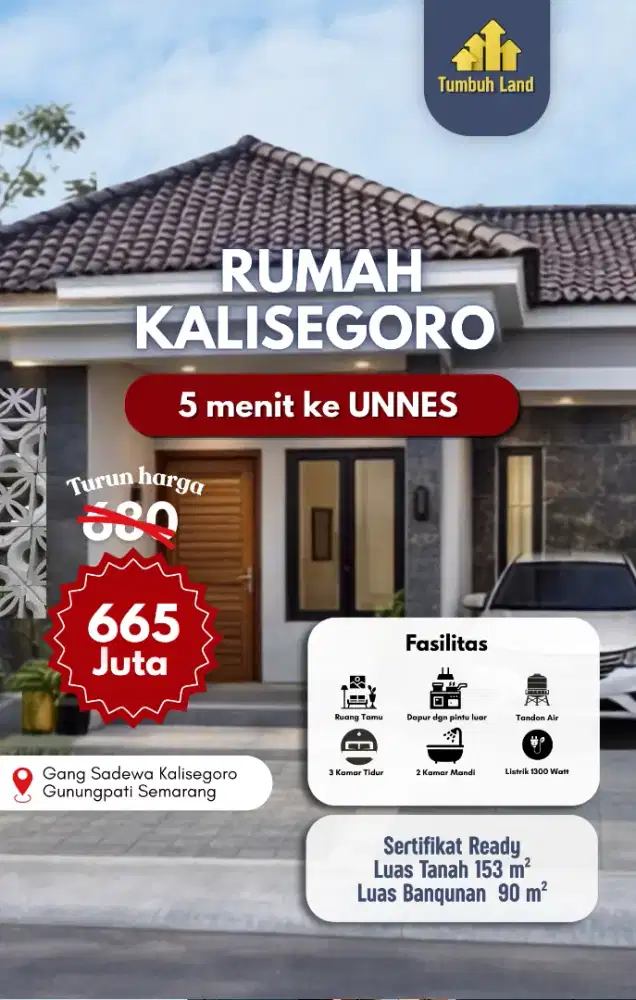 Rumah dekat Unnes Semarang Kalisegoro Gunungpati