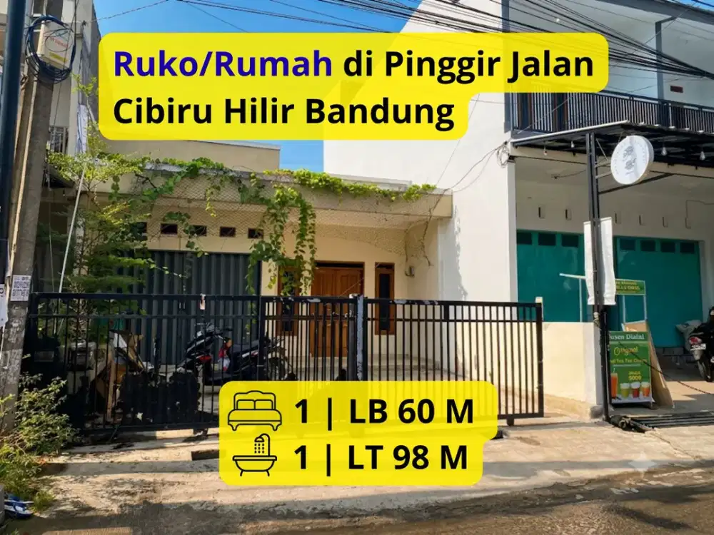 Dijual Rumah / Ruko Pinggir Jalan di Cibiru Hilir Bandung LT 98 m² | Siap Usaha & Hunian | Dekat GBLA & Tol Summarecon | Rp 750 Juta