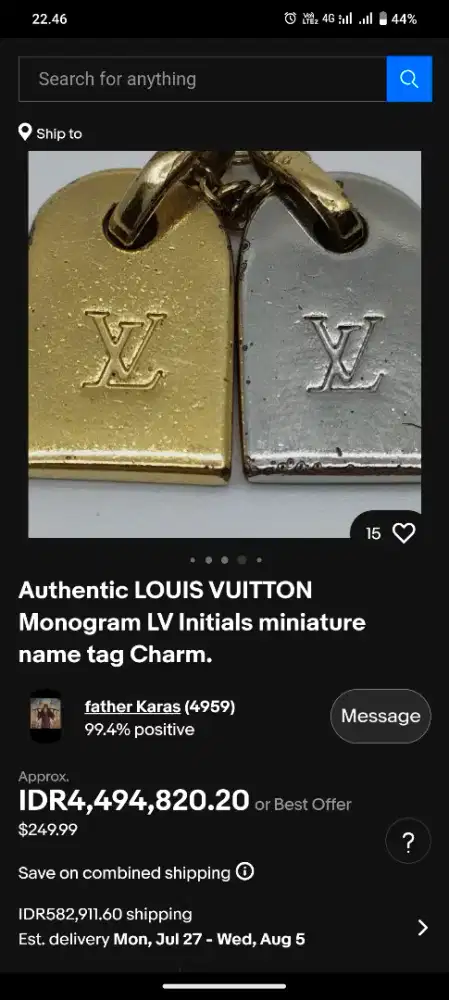 Louis vuitton miniatur name tag original
