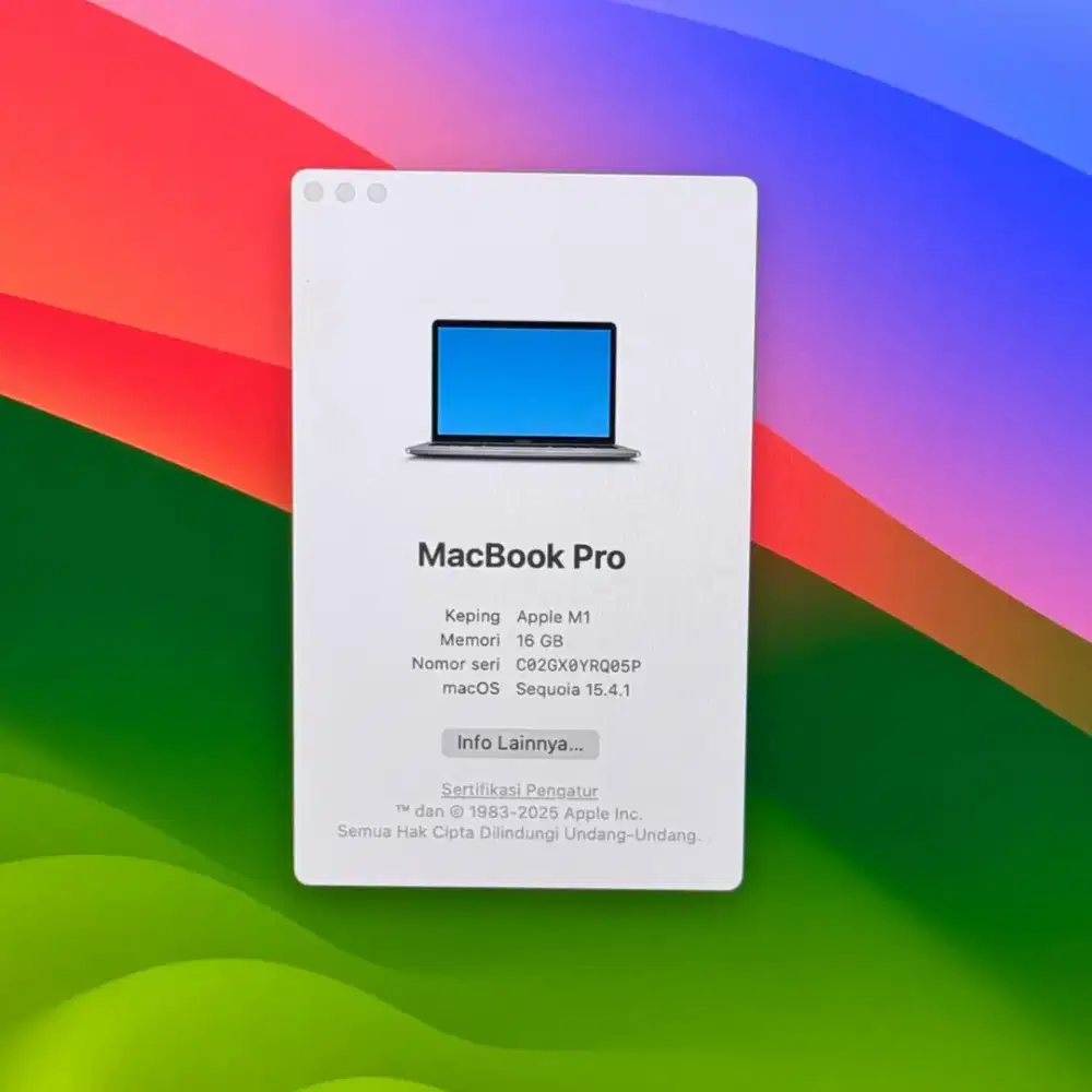 Macbook Pro 16 Ram 8 Ssd 512 Layar 13 inch Full set Grey buat desain