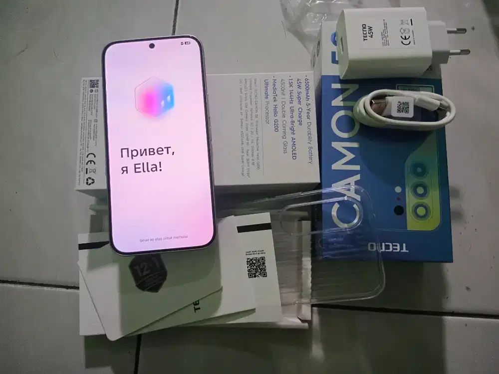 Jual hp tecno camon 50 8+8/ 128 full set
