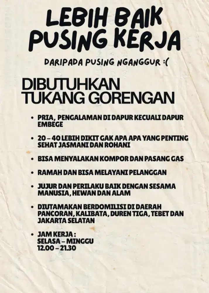 Lebih baik pusing kerja dari pada pusing nganggurrrr