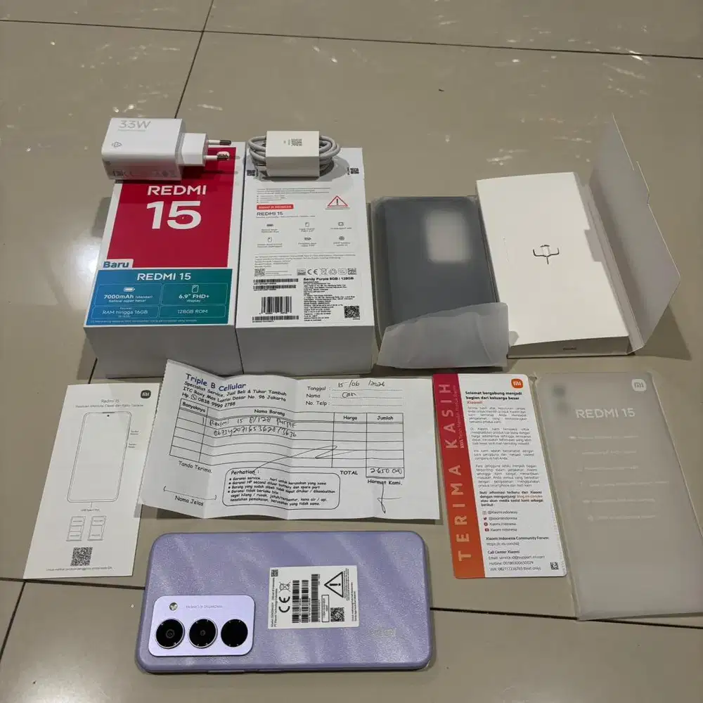 Xiaomi Redmi 15 Purple second belum 1 bulan 8/128 Jual santai