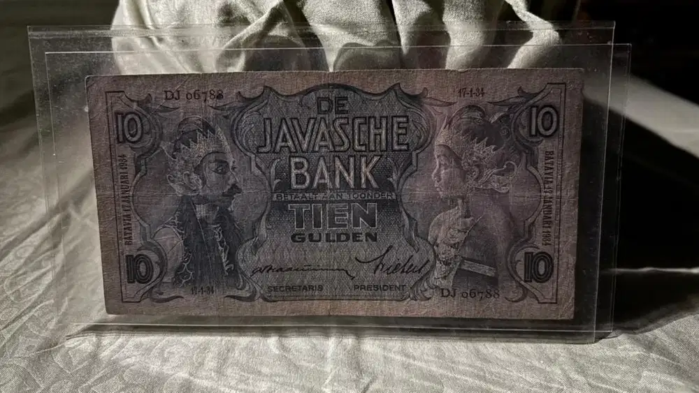 Uang Kuno De Javasche Bank 10 Gulden 1934 Koleksi Langka Asli