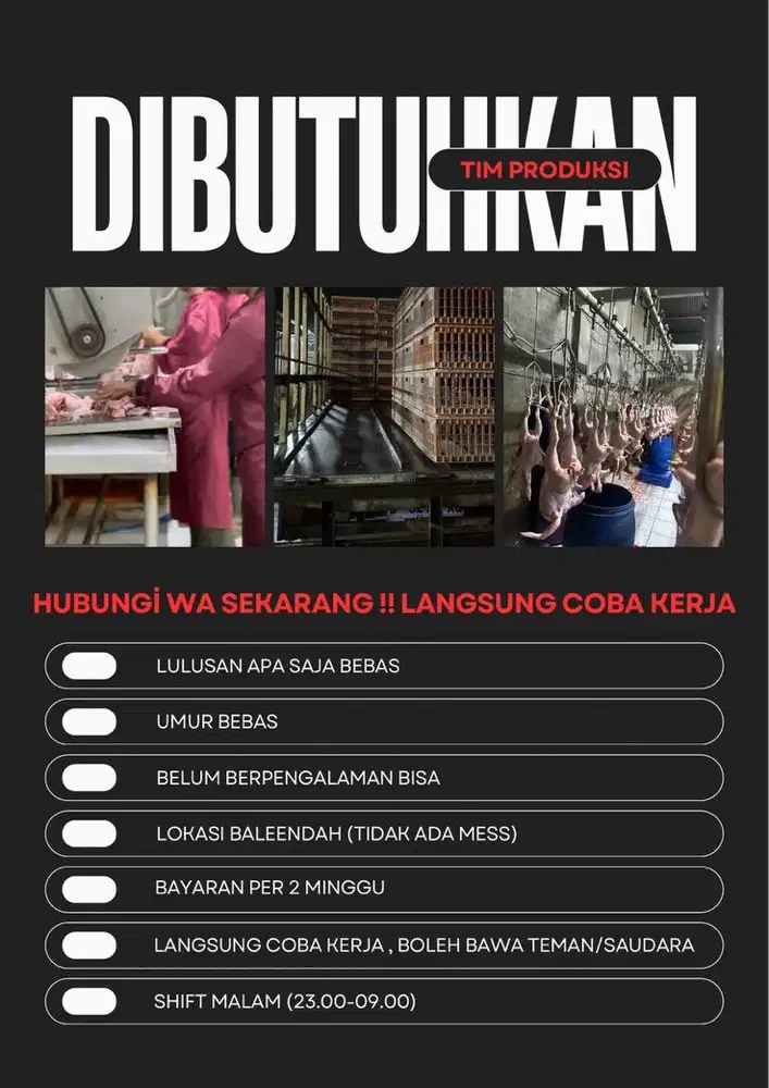 DIBUTUHKAN CEPAT LANGSUNG KERJA