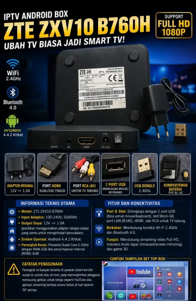 SET TOP BOX ZTE Ram 1/4gb