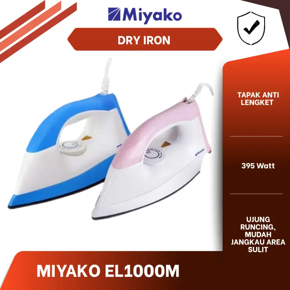 MIYAKO SETRIKA KERING EL1000M DRY IRON ANTI LENGKET (GARANSI RESMI)