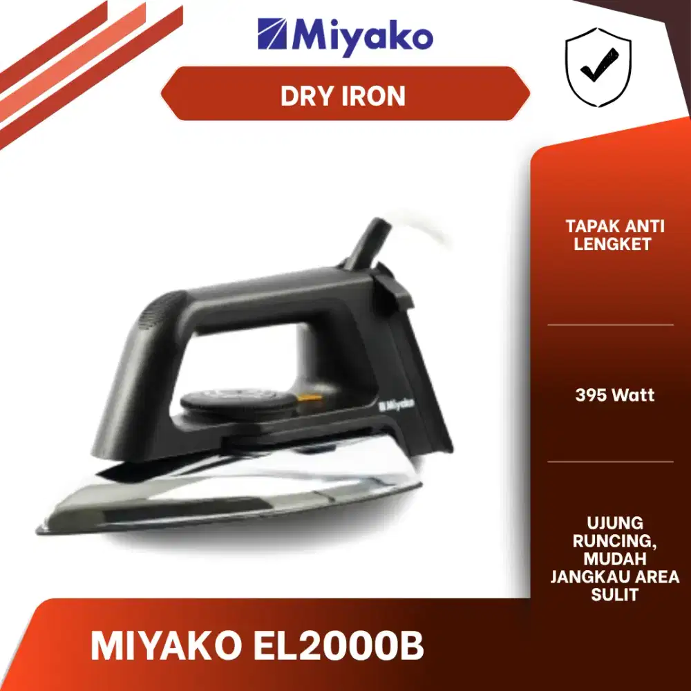 SETRIKA KERING MIYAKO EL2000B DRY IRON ANTI LENGKET (GARANSI RESMI)