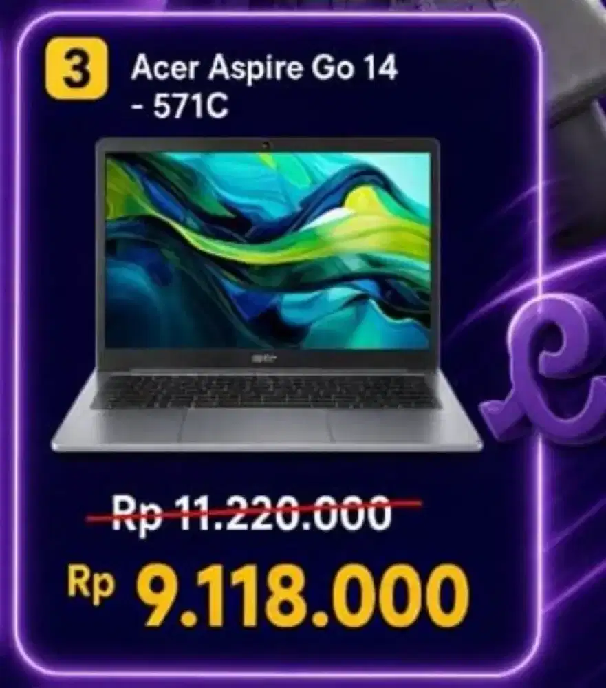Acer Asipre Go 14-571C Promo Flash Sale dan Cicilan bunga 0% di KLA