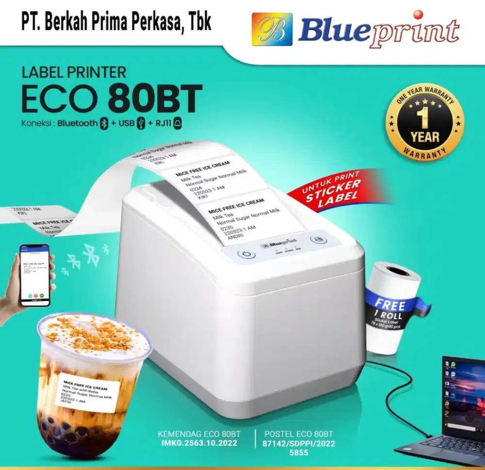 Printer Label Thermal 80mm BLUEPRINT ECO80BT ECO 80BT USB + Bluetooth