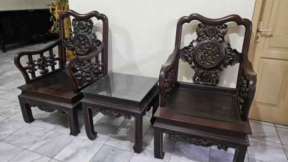 1 SET MEJA DAN KURSI KAYU JATI SOLID