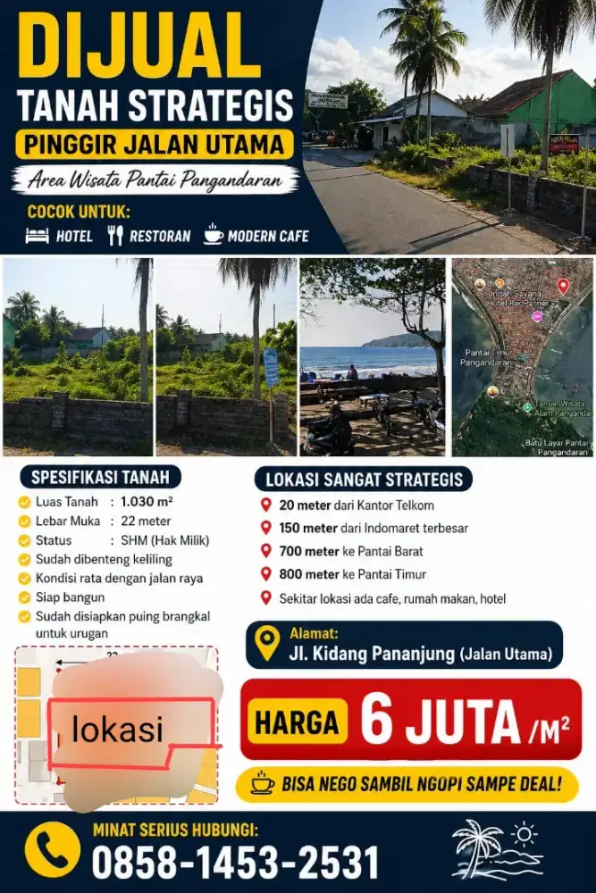Tanah di jual cepat lokasi pangandaran