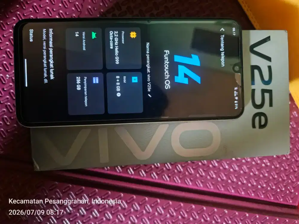 Jual hp vivo v25e ram 8+8 / 256 full set