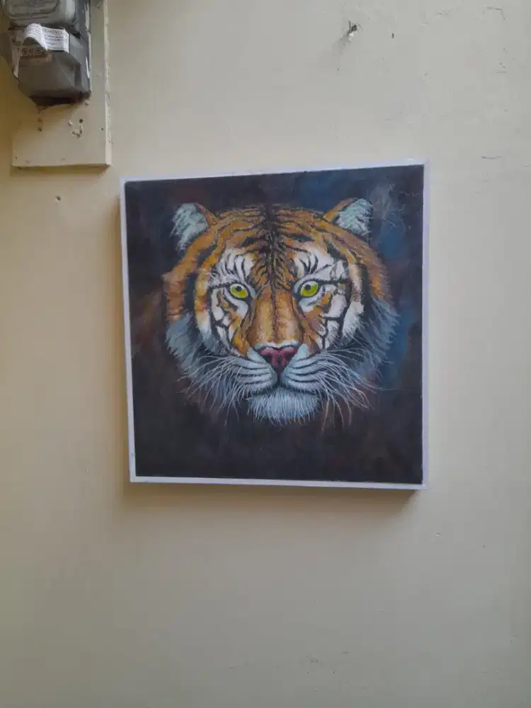 Lukisan Harimau . Media :  Canvas & Cat Minyak