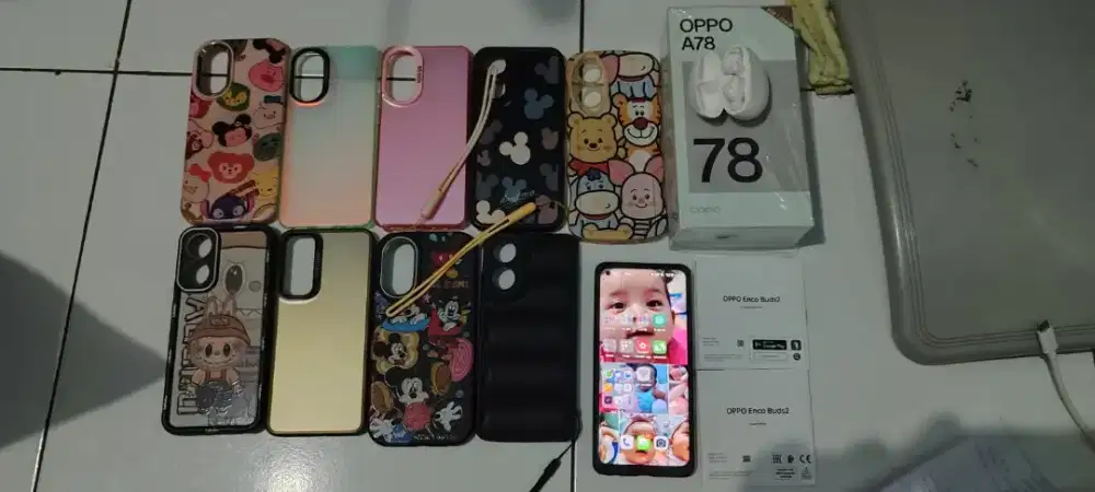 Oppo A 78 8gb/256gb + earphone bluetooth Oppo buds2 +temperglas