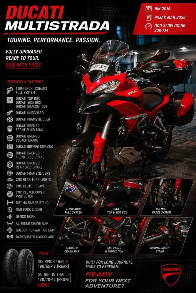 Ducati Multistrada Skyhook 2014 full modif siap adventure tt matic