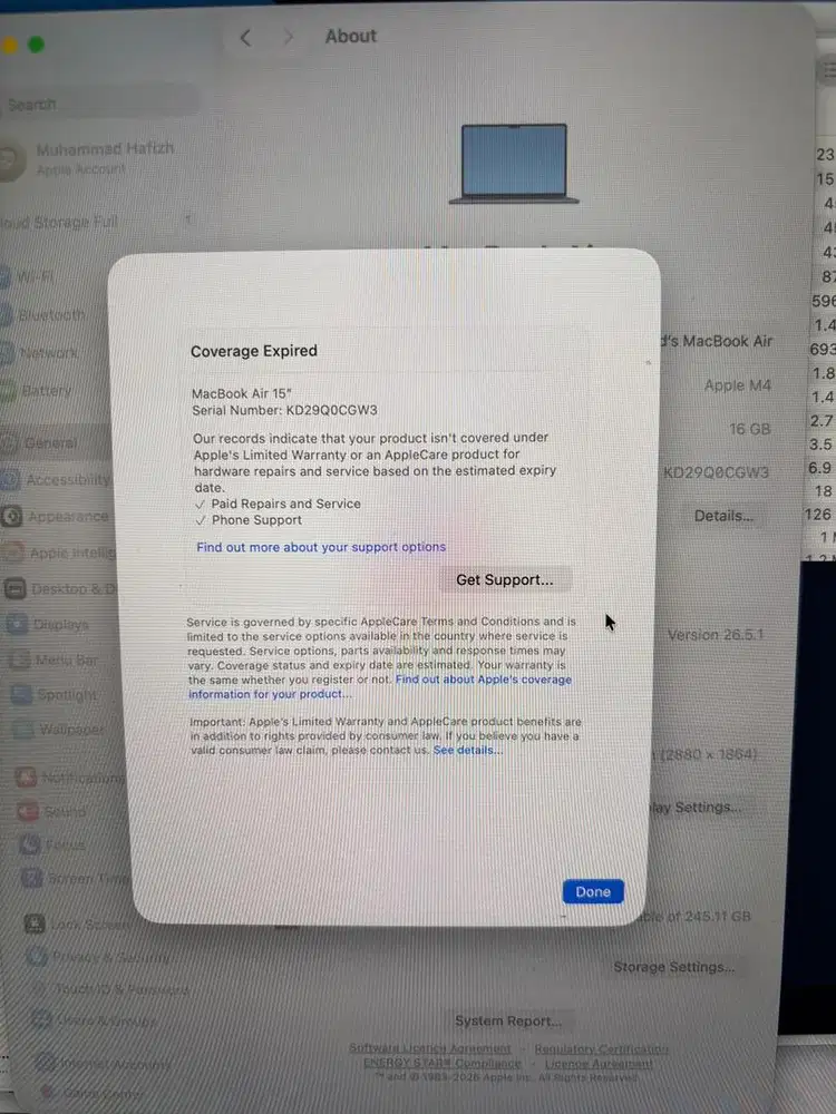 MacBook Air 15” M4 16GB/256GB - Apple Store Sydney - Like New