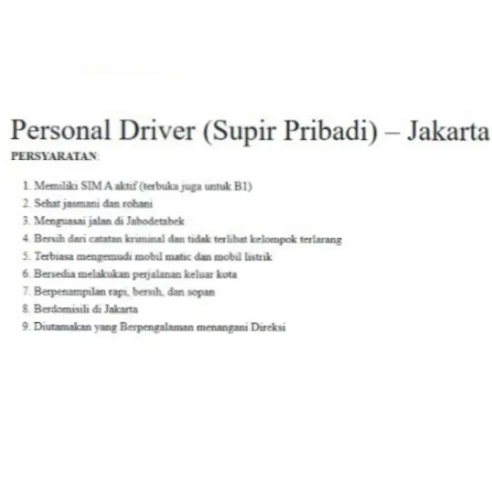 Driver Pribadi PIK 1