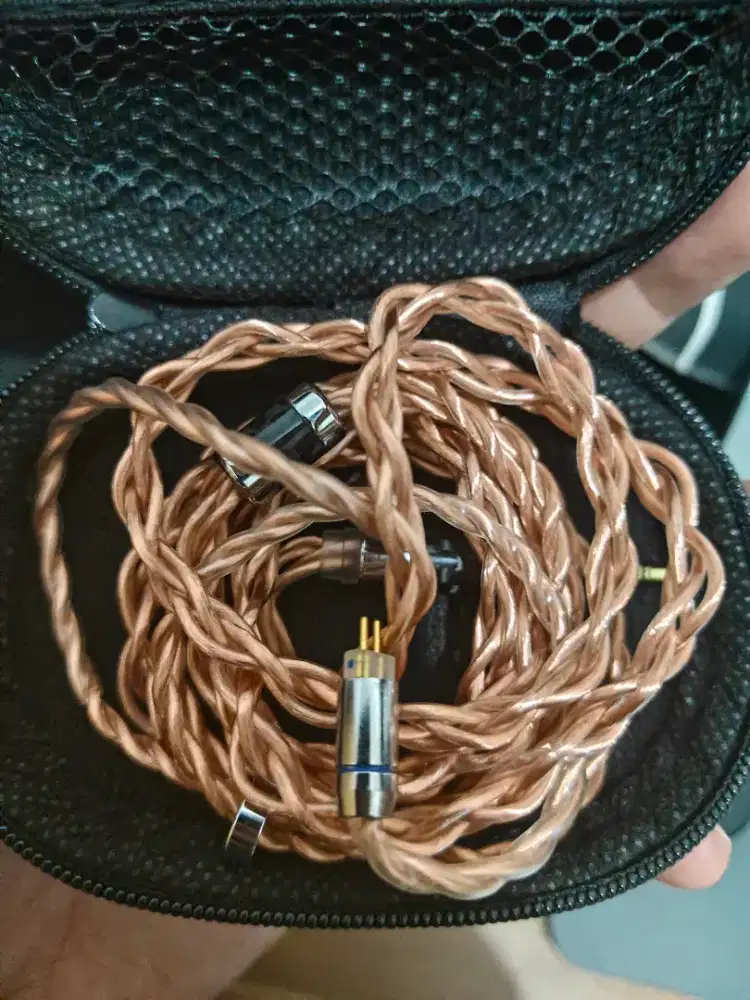 Kabel Xinhs Single Copper No Mic 2 pin dan KZ Earphone case