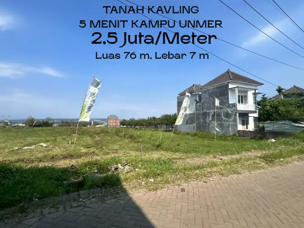 5 Menit Kampus UNMER Malang Sertifikat Cocok Dibangun Rumah Tanah Malang