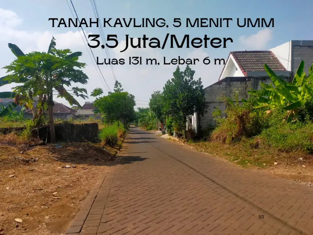 5 Menit Kampus UMM Malang Cocok Dibangun Kost SHM Ready Lebar Jalan 6 Meter