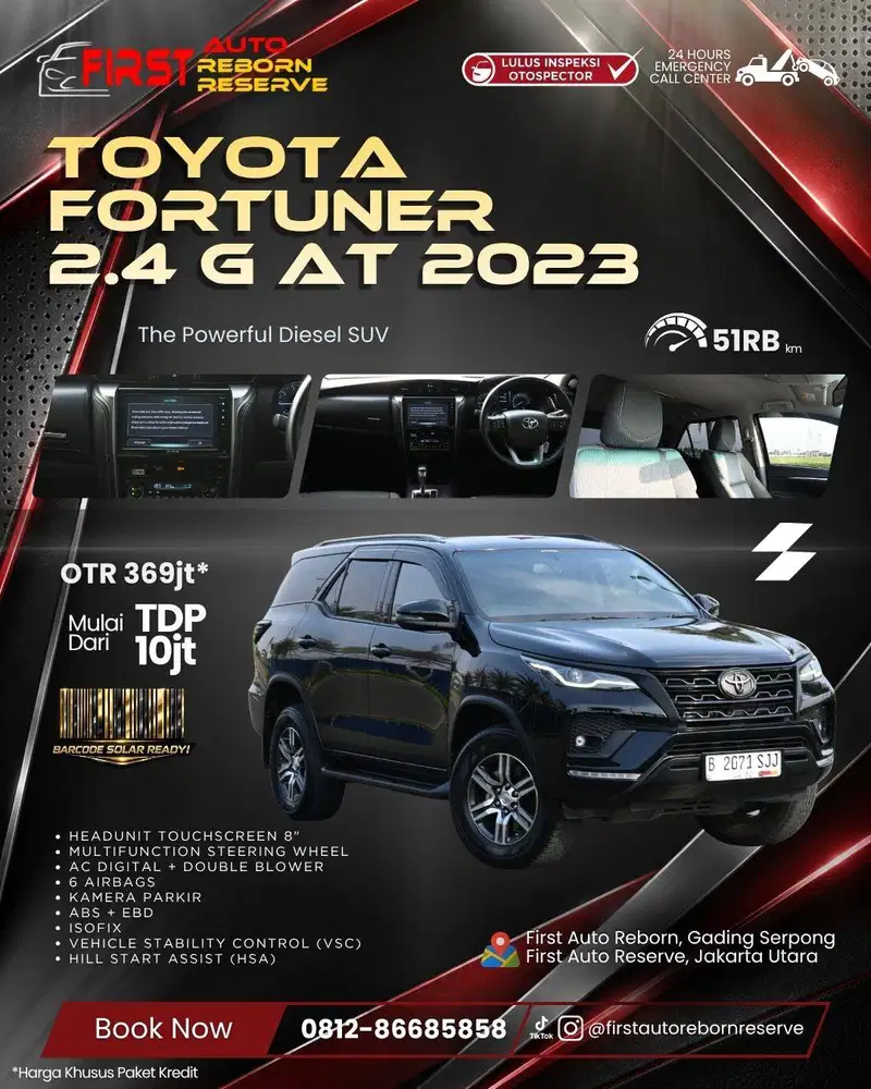 Toyota Fortuner 2.4 G AT 2023 Black